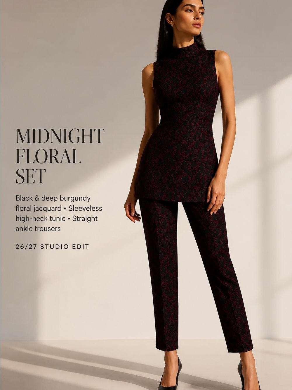 Michael Kors Chic 2 Piece Set Stretch Jacquard Top & Pants Size M